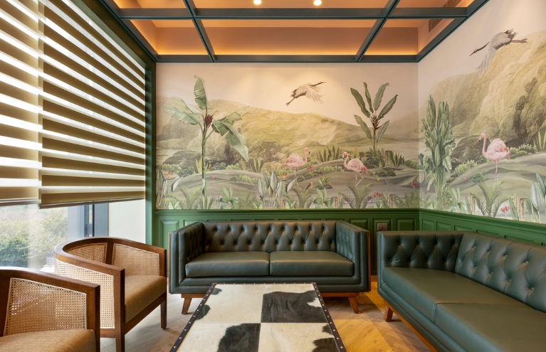 A soothing play of materials and calming textures evokes peace at the SCPL office